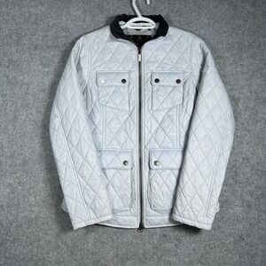 Barbour‎ Dolostone Quilted Jacket Women's Size 6 Silver Blue Full Zip Fall